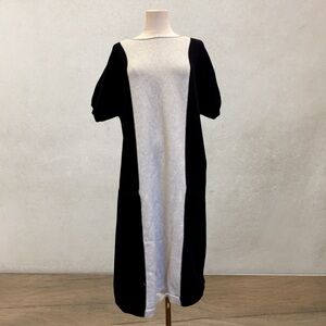 Erdaine Colorblock Dress Black Gray L Modern Minimalism Timeless Work‎ Chic